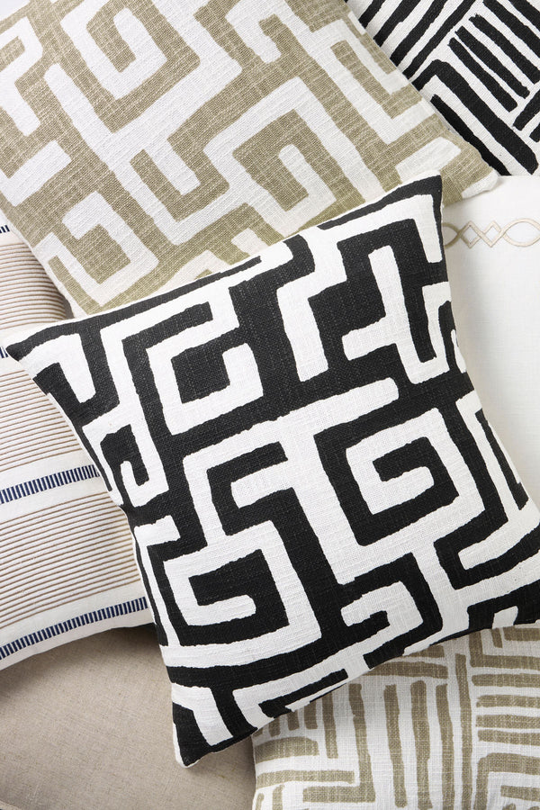 Maya Black 30x50 Cushion Paloma Living 100% Cotton. Printed. Knife Edge. Cushions