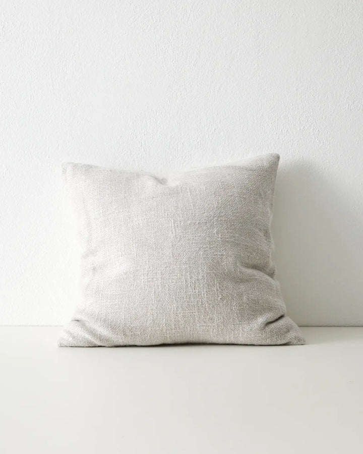 Domenica Glacier With a soft, vintage feel, Domenica is a plain linen blend cushion with a chunky texture featured on one side.In seven on-trend colours, the Domenica cushion in Glacier is a light, pale grey that will suit cool-toned settings, bringing a