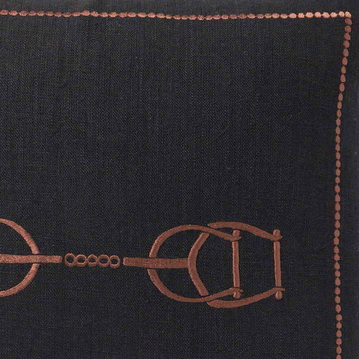 Equestrian Luxe Noir 50x50 100% Artisan Linen. Embroidered. Knife Edge.