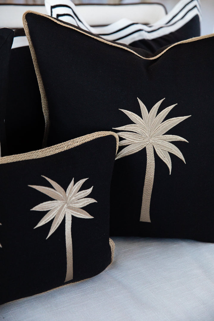 Marigold Palm 30x50 - 100% Cotton Embroidered Decor Discover the Marigold Palm 30x50, featuring 100% cotton, embroidered details, and jute rope edging for a unique touch to your home decor.