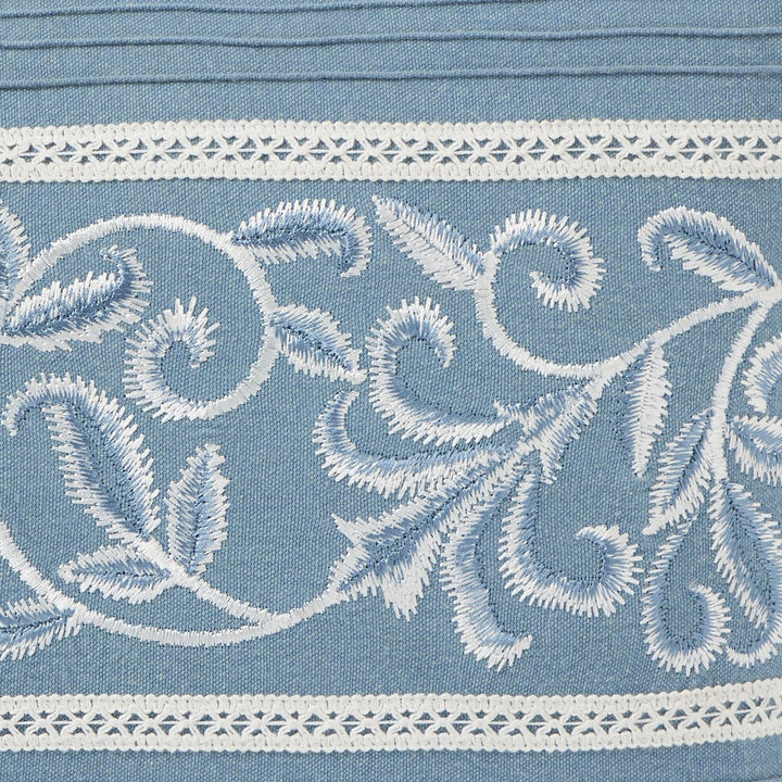 Provincial Blue 30x50 100% Cotton. Embroidered. Ruffled Detailing. Knife Edge.