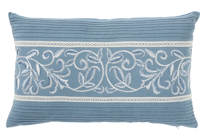 Provincial Blue 30x50 100% Cotton. Embroidered. Ruffled Detailing. Knife Edge.