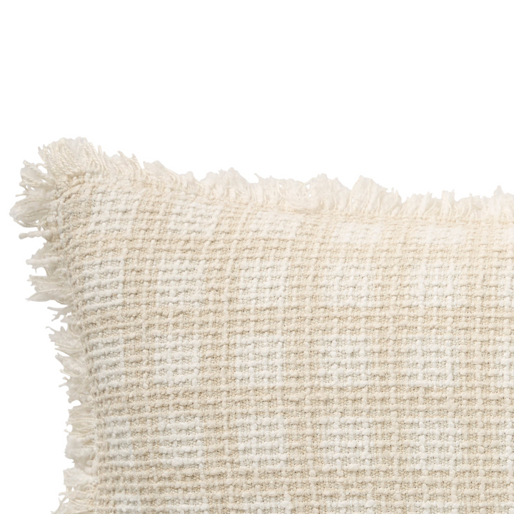 Coco Tweed Sand 30x50 100% Cotton. Frayed Edging.