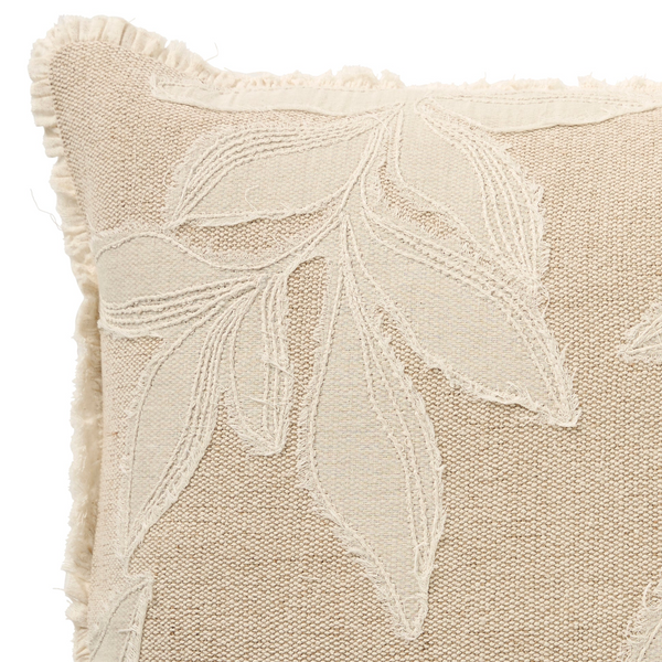 Coco Palms 50x50 100% Cotton. Jute Blend. Applique. Embroidered. Edging