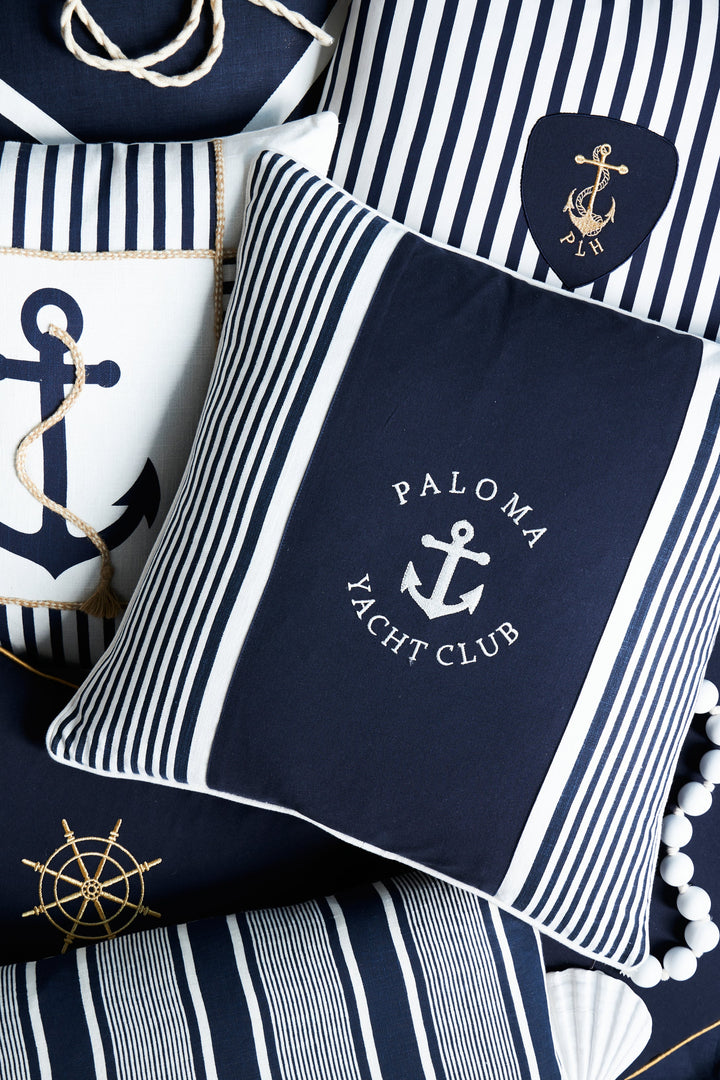 Nautical Stripes 55x55 - 100% Cotton Explore Nautical Stripes 55x55 in 100% Cotton. Features printed, applique, and embroidered designs. Perfect for nautical-themed decor.