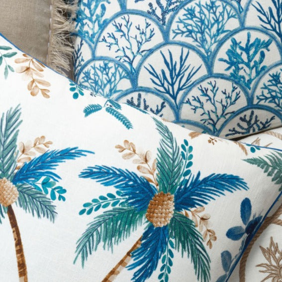 Palm Bleu 50x50 - 100% Cotton Printed Applique Discover Palm Bleu 50x50, featuring 100% cotton, printed design, and elegant applique for your home decor.