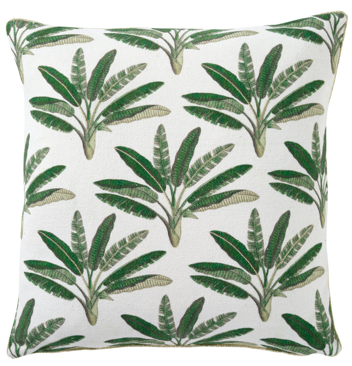 Copacabana Palms 50x50 100% Cotton. Printed. Gold Embroidery. Gold Piping.