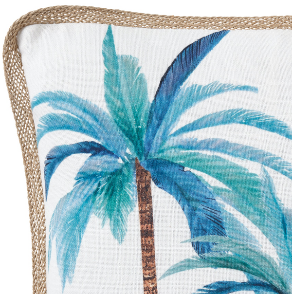 Palmy Blue Isle 30X50 100% Cotton. Printed. Lattice Edging.
