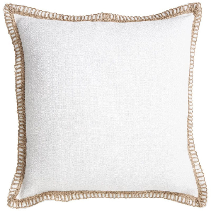 Mykonos Blanc 50x50 - 100% Cotton with Rope Edging Discover Mykonos Blanc 50x50, featuring 100% cotton fabric and stylish rope style edging. Perfect for any elegant decor.