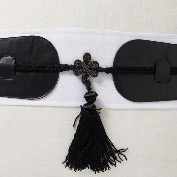 Tassel Chic 50x50 100% Cotton Slub. Leather Applique. Tassel Detailing.
