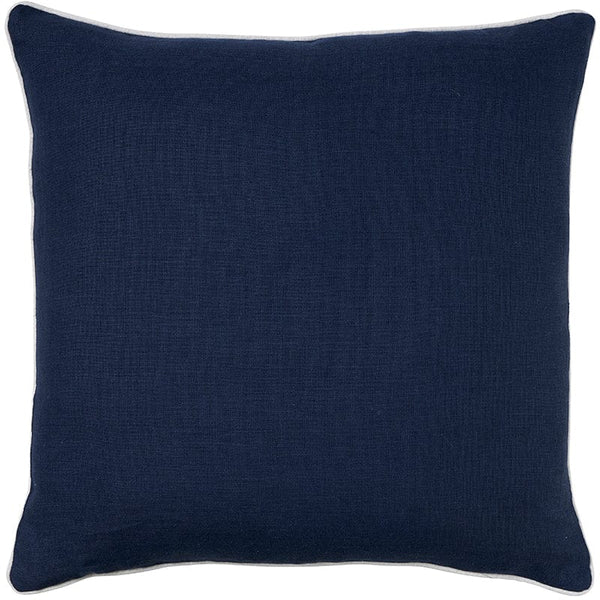 Linen Navy Piping 50x50