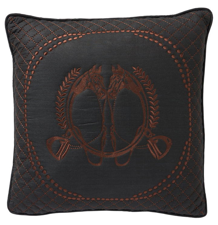 Cheval Noir 50x50 100% Silk Cotton. Embroidered. Knife Edge.