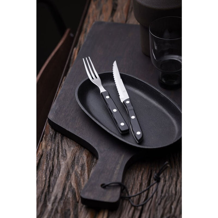 Gense Old Farmer Black Steak Cutlery, 8 Pcs, POM Black / 18/8 Stainless Steel
