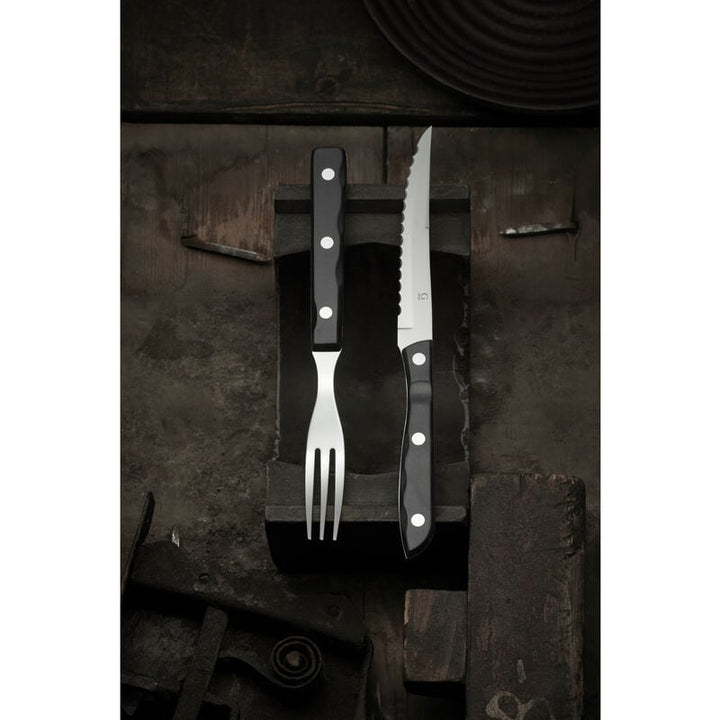 Gense Old Farmer Black Steak Cutlery, 4 Pcs POM Black / 18/8 Stainless Steel