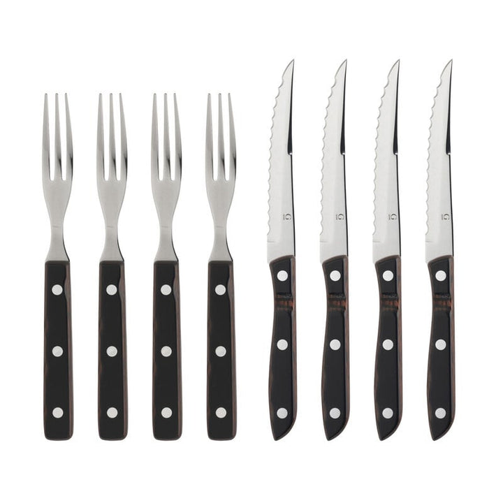 Gense Old Farmer Classic Steak Cutlery, 8 Pcs Stamina Wood / 18/8 Stainless Steel