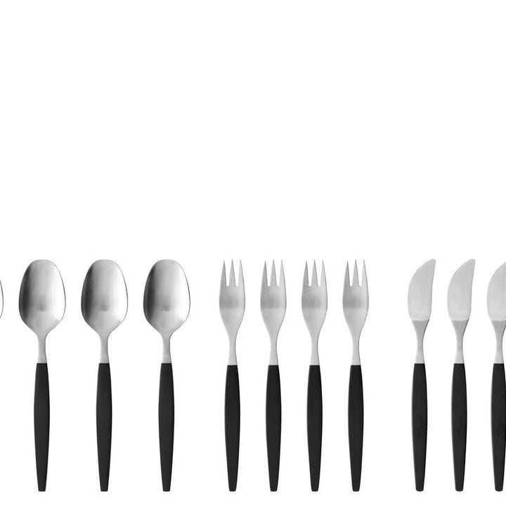 Gense Focus de Luxe Cutlery Set, 12 Pcs, POM Black / 18/8 Stainless Steel, Matte
