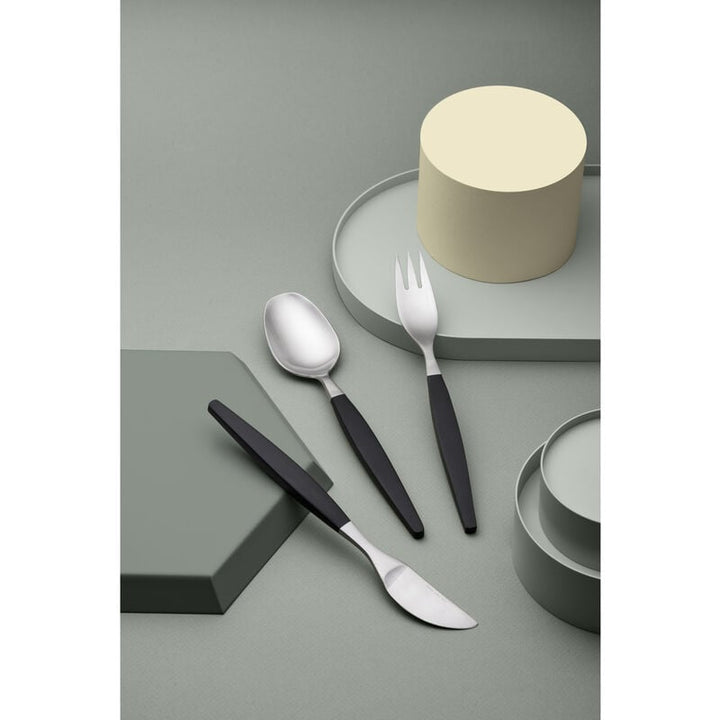 Gense Focus de Luxe Cutlery Set, 12 Pcs, POM Black / 18/8 Stainless Steel, Matte