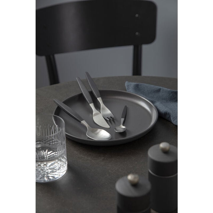 Gense Focus de Luxe Cutlery Set, 12 Pcs, POM Black / 18/8 Stainless Steel, Matte