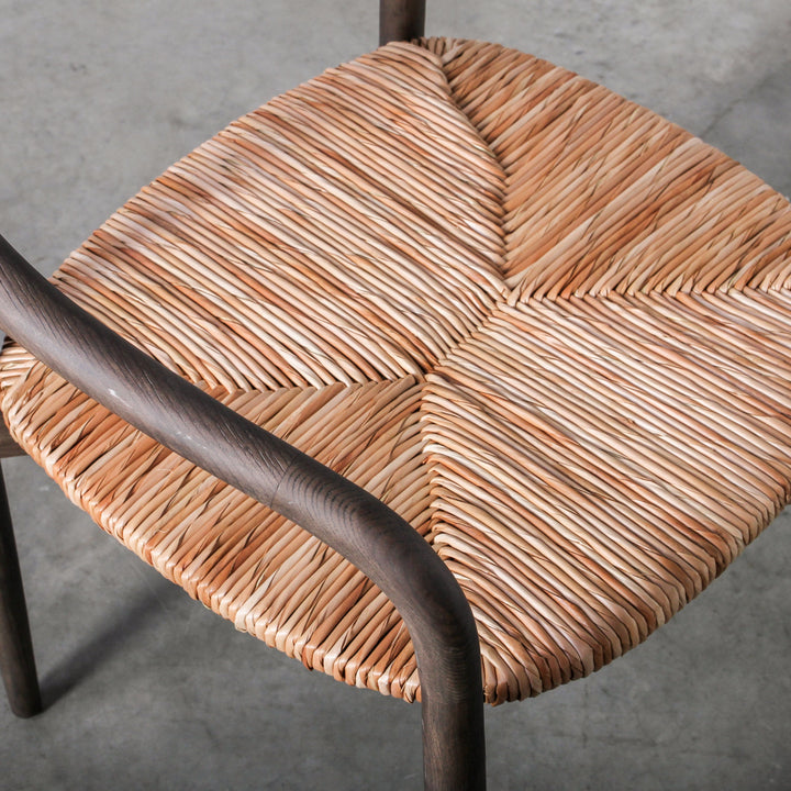 Essence Dining Chair Leaf Rope/Smoke featuring a woven leaf rope seat and a smooth Ash wood frame.