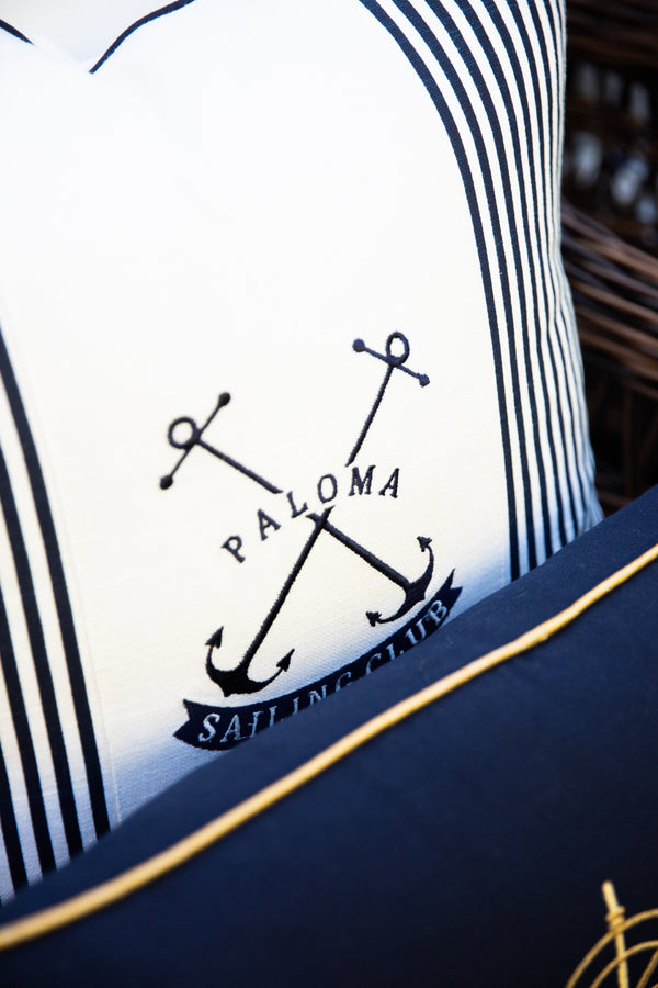 Paloma Sailing Club 50x50 - Cotton Printed Embroidered Discover the Paloma Sailing Club 50x50 design in 100% cotton, featuring printed and embroidered details for a unique touch.