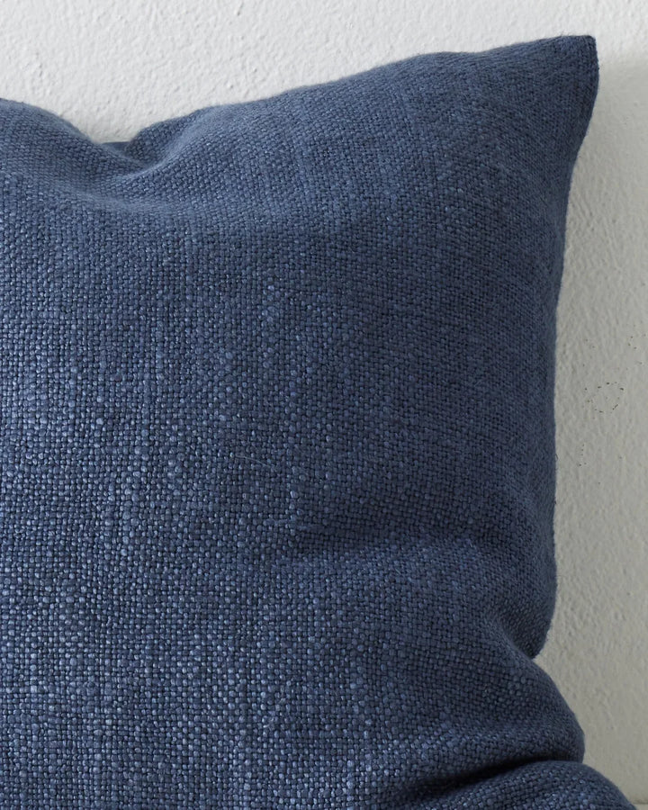 Domenica Denim With a soft, vintage feel, Domenica is a plain linen blend cushion with a chunky texture featured on one side.In seven on-trend colours, the Domenica cushion in Denim is a deep blue that will bring calming moods, as well as a subtle touch o