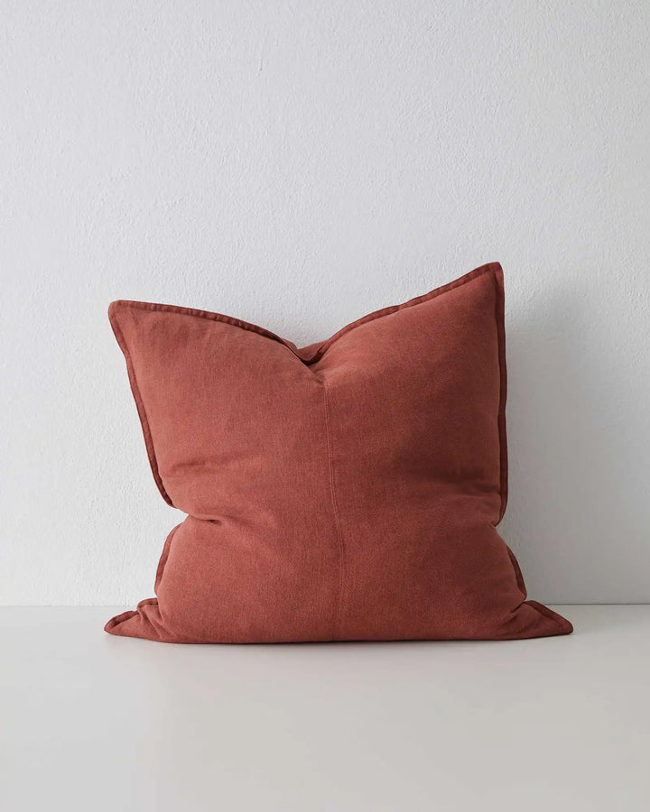 Como Sienna Premium Linen Cushion - Burnt Red Add warmth to your space with the Como Sienna cushion in burnt red, crafted with luxurious European linen for a vintage feel.