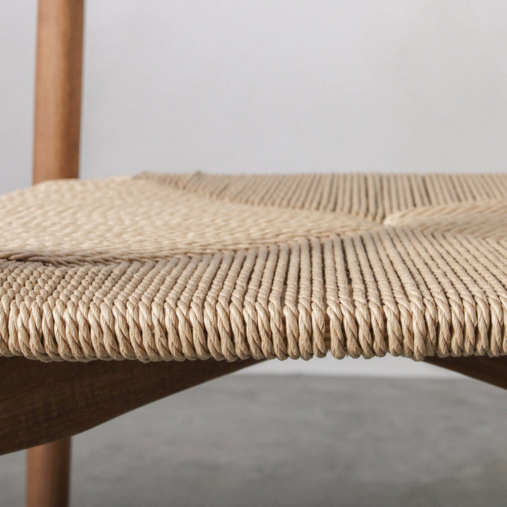 Essence Dining Chair Paper Rope/Walnut close-up of the sustainable paper rope seat.