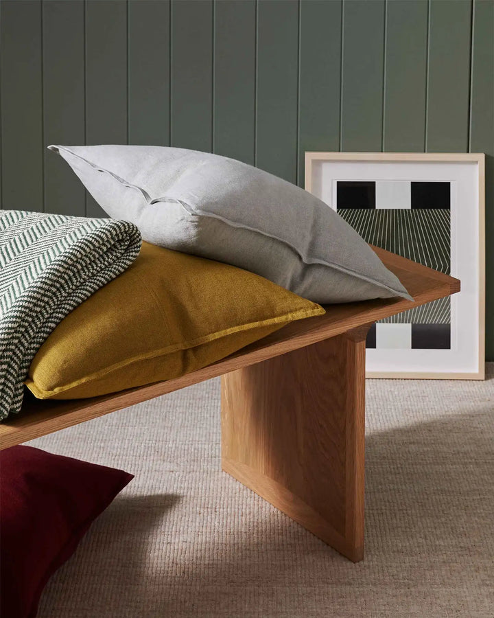 Como Moss Mustard Yellow Linen Cushion - Stylish Comfort Add warmth and style with Como Moss, a premium mustard yellow linen cushion crafted from stonewashed European linen.
