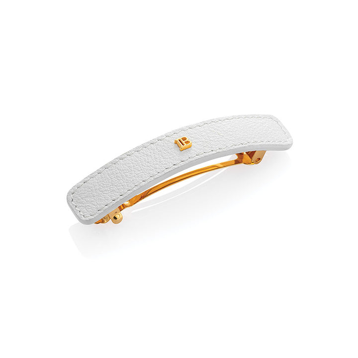 Balmain FW24 Legacy Leather Barrette White
