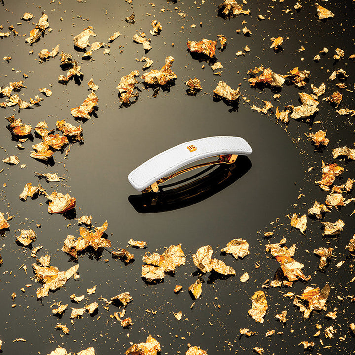 Balmain FW24 Legacy Leather Barrette White