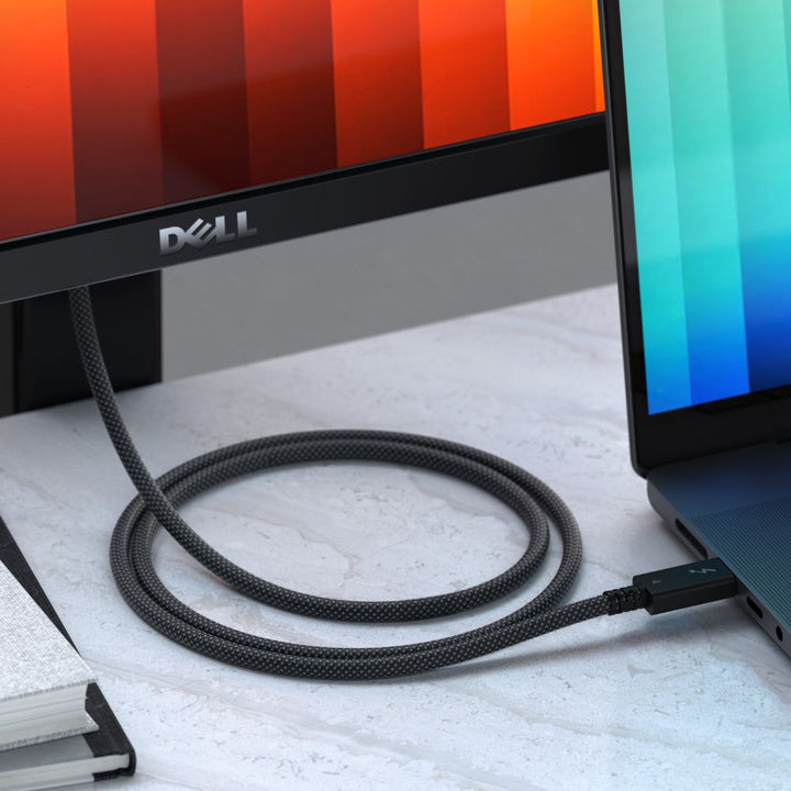 Satechi Thunderbolt 4 Pro Cable 1 M (Space Grey) Access ultra-fast speeds and seamless data transfers with Satechi’s Thunderbolt 4 Pro Cable. Featuring a durable black braided design that coils without tangling, this 1-metre passive Thunderbolt 4 cable su