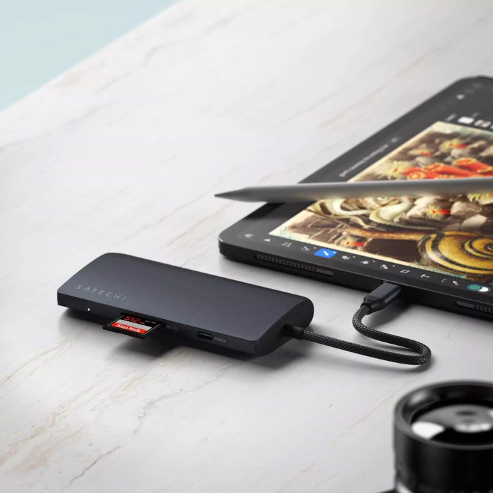 Satechi USB-C Multiport Adapter 8K with Ethernet V3 (Space Grey) Add a plethora of connections to your laptop or desktop with the Satechi USB-C Multiport Adapter 8K with Ethernet V3. This versatile adapter minimizes clutter and maximizes efficiency with 8