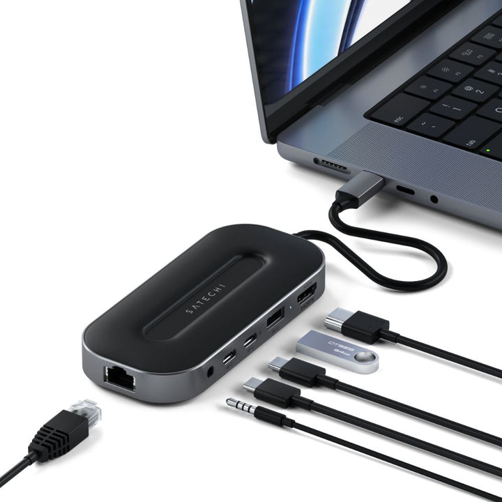 Satechi USB4 Multiport Adapter with 2.5G Ethernet (Space Grey) Add greater connectivity to your workspace with the Satechi USB-4 Multiport Adapter with 2.5G Ethernet. Featuring next-gen USB4 protocols for better bandwidth management and data transfer, you