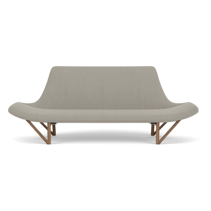 Pagode 2 Seater Sofa by Audo Copenhagen - An elegant masterpiece by the husband-and-wife designer duo Tove and Edvard Kindt-Larsen, the Pagode Sofa is unknown to most. Avantgarde and artistic for its time, its low, almost flat, armrests and beautiful V-sh