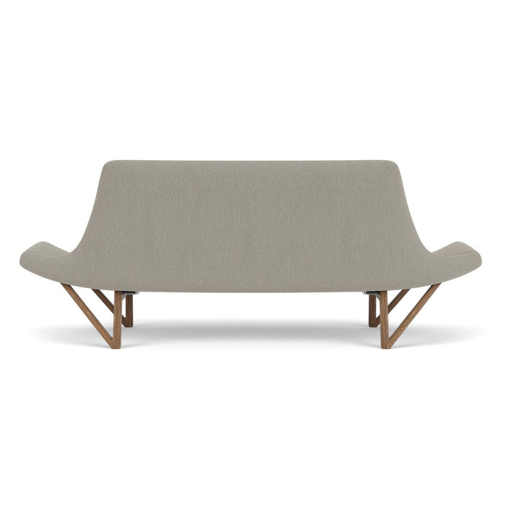 Pagode 2 Seater Sofa by Audo Copenhagen - An elegant masterpiece by the husband-and-wife designer duo Tove and Edvard Kindt-Larsen, the Pagode Sofa is unknown to most. Avantgarde and artistic for its time, its low, almost flat, armrests and beautiful V-sh