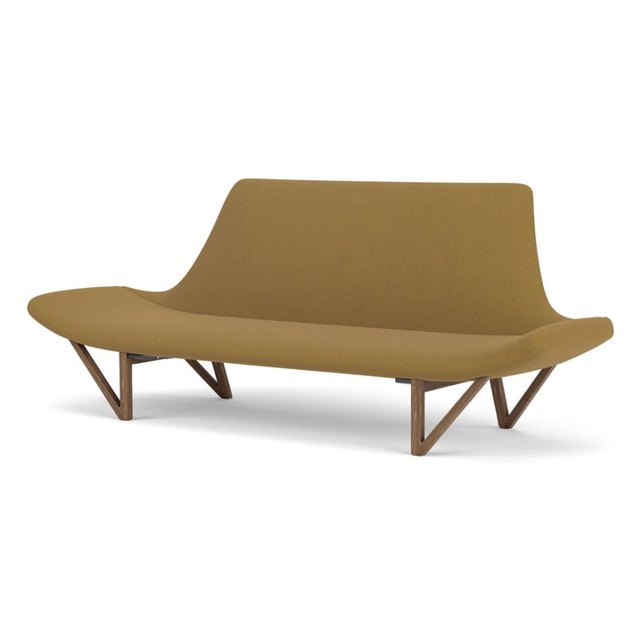 Pagode 2 Seater Sofa by Audo Copenhagen - An elegant masterpiece by the husband-and-wife designer duo Tove and Edvard Kindt-Larsen, the Pagode Sofa is unknown to most. Avantgarde and artistic for its time, its low, almost flat, armrests and beautiful V-sh