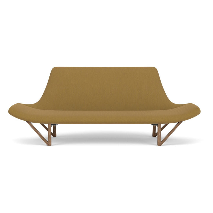 Pagode 2 Seater Sofa by Audo Copenhagen - An elegant masterpiece by the husband-and-wife designer duo Tove and Edvard Kindt-Larsen, the Pagode Sofa is unknown to most. Avantgarde and artistic for its time, its low, almost flat, armrests and beautiful V-sh