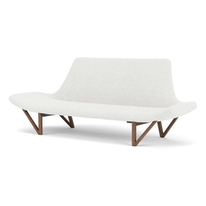 Pagode 2 Seater Sofa by Audo Copenhagen - An elegant masterpiece by the husband-and-wife designer duo Tove and Edvard Kindt-Larsen, the Pagode Sofa is unknown to most. Avantgarde and artistic for its time, its low, almost flat, armrests and beautiful V-sh