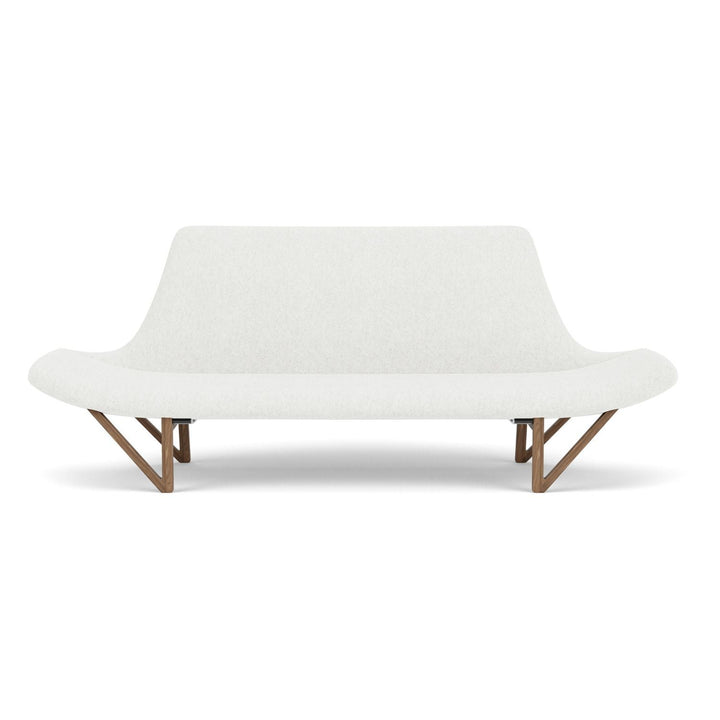 Pagode 2 Seater Sofa by Audo Copenhagen - An elegant masterpiece by the husband-and-wife designer duo Tove and Edvard Kindt-Larsen, the Pagode Sofa is unknown to most. Avantgarde and artistic for its time, its low, almost flat, armrests and beautiful V-sh