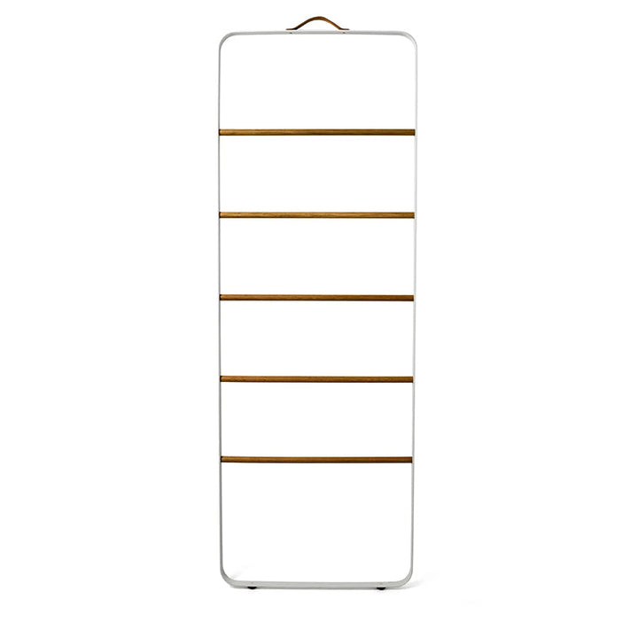 Norm Towel Ladder by Audo Copenhagen - An informal and flexible piece of oak and steel furniture made for storing towels and accessories in the bathroom, clothes in the bedroom or scarves and coats in the hallway, our Towel Ladder in powder coated steel a