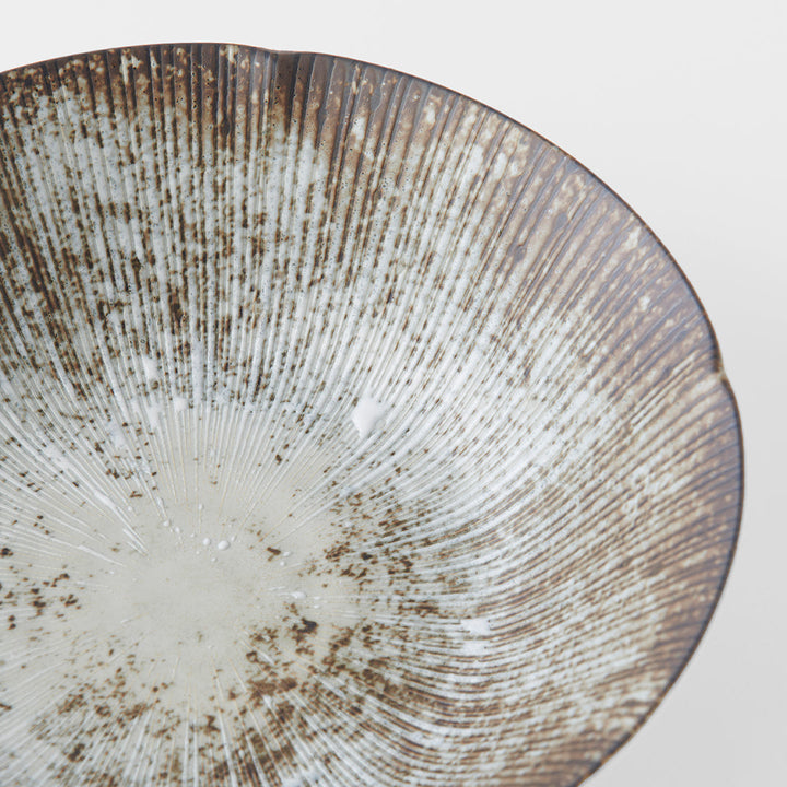 Handmade bowl 21cm from ICE WHITEWASH collection, featuring a unique early snow glaze design.