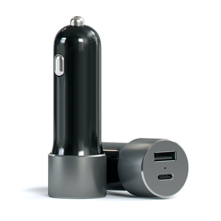 Satechi 72W USB-C PD Car Charger Bring your devices along for the ride with the Satechi 72W Type-C PD Car Charger. Using the latest Power Delivery technology, the 72W Car Charger delivers up to 60W from its USB-C port to fast charge compatible laptops, ta