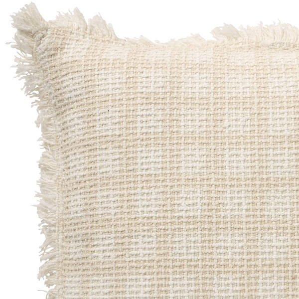 Coco Tweed Sand 50x50 100% Cotton. Frayed Edging.