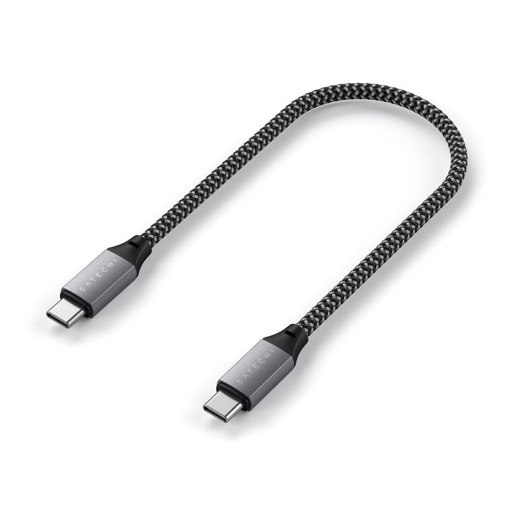 Satechi USB-C to USB-C Short Cable 25cm (Space Grey) Complete your charging setup with the Satechi USB-C to USB-C Cable, featuring a durable design and shorter length to make on-the-go charging even more convenient. This cable pairs perfectly with the Sat