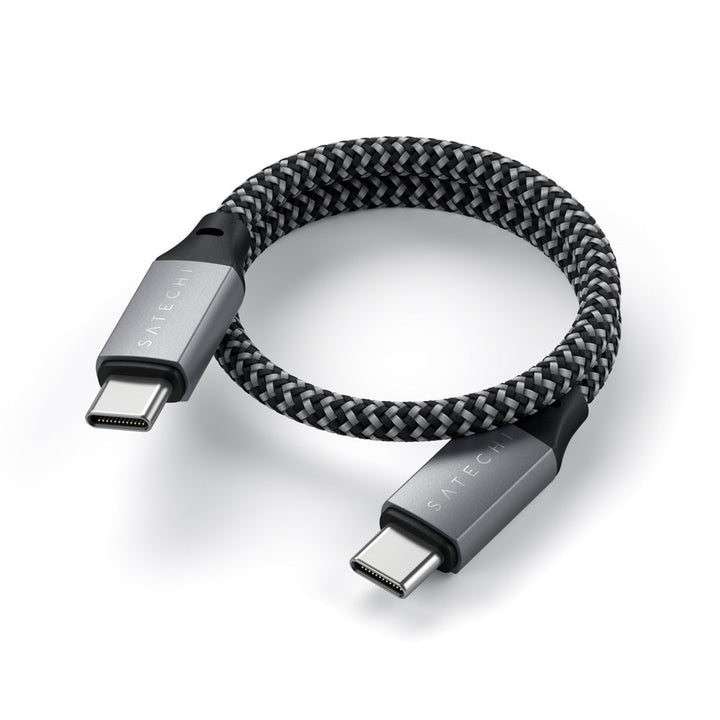 Satechi USB-C to USB-C Short Cable 25cm (Space Grey) Complete your charging setup with the Satechi USB-C to USB-C Cable, featuring a durable design and shorter length to make on-the-go charging even more convenient. This cable pairs perfectly with the Sat