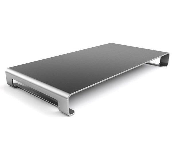 Satechi Slim Monitor Stand Convenient stand to raise monitors and maximise workspace Strong aluminium alloy to support monitors and more up to 14 kg Functional stand while supporting comfort and good posture Slim, modern design with metallic silver finish