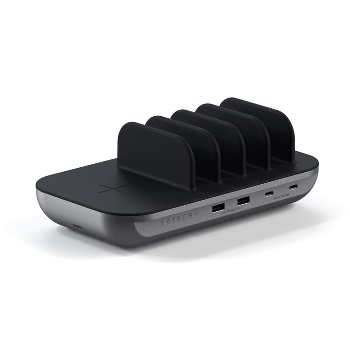 Satechi Dock5 Multi-Device Charging Station with Wireless Charging Create your own modern charging space while keeping all your electronics organised with the Satechi Dock5 Multi-Device Charging Station with Wireless Charging. Ideal for family homes, work