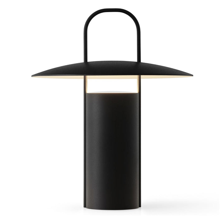 Ray Portable Table Lamp by Audo Copenhagen - Daniel Schofield’s Ray Table Lamp for MENU has a distinctive silhouette inspired by old mining lamps. Its simplified design in powder-coated metal and glass features a practical top handle that makes it easy to