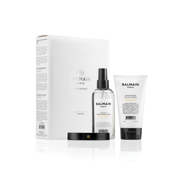 Balmain Limited Edition Brilliance Set with Leave-in Conditioner, Moisturizing Styling Cream, and Barrette pour Cheveux Medium.