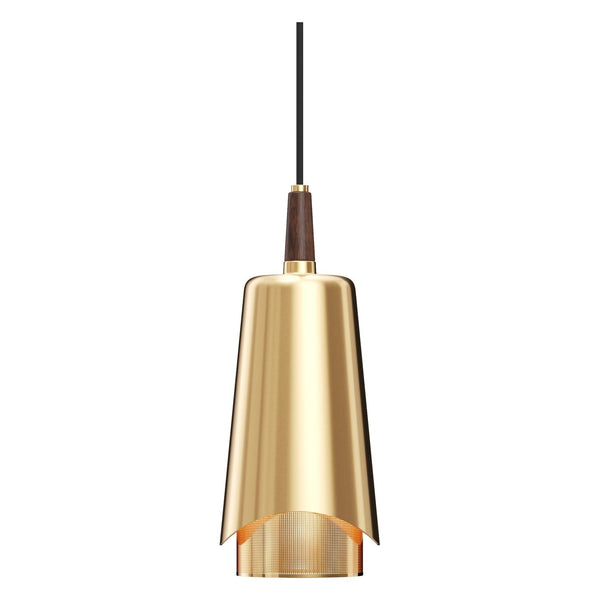 Umanoff Pendant Lamp - Set of 2 by Audo Copenhagen - Designed by Arthur Umanoff, this eponymous pendant light shines a light on the contrasts created when perfectly symmetrical, geometric brass and walnut wood components meet. The suspended design emits d